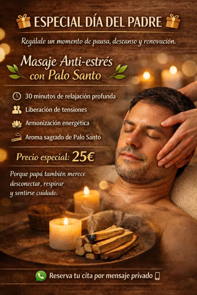 Promoción masaje anti estrés con palo santo día del padre en Terrassa Kahuna